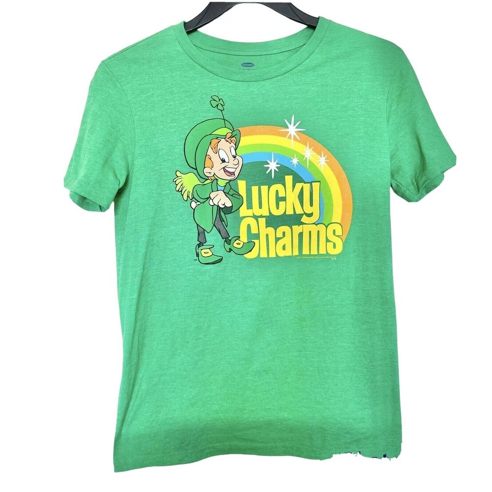 Old navy  T-shirt Lucky Charms Cereal Logo Youth Size XL Size 14 Size 15 Green